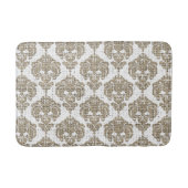 Rustikaler Glamour Burlap Royal Damask Moderne Mod Badematte (Vorderseite)