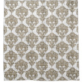 Rustikaler Glamour Burlap Royal Damask Moderne Mod Duschvorhang (Vorderseite)