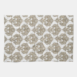 Rustikaler Glamour Burlap Royal Damask Moderne Mod Geschirrtuch