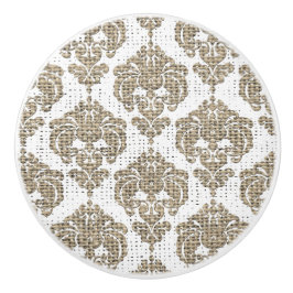 Rustikaler Glamour Burlap Royal Damask Moderne Mod Keramikknauf