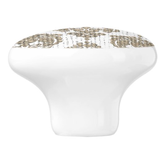 Rustikaler Glamour Burlap Royal Damask Moderne Mod Keramikknauf (Seitenansicht)