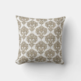 Rustikaler Glamour Burlap Royal Damask Moderne Mod Kissen