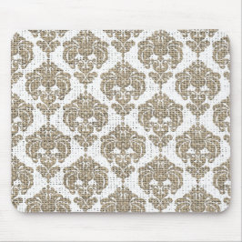 Rustikaler Glamour Burlap Royal Damask Moderne Mod Mousepad