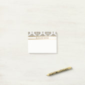 Rustikaler Glamour Burlap Royal Damask Moderne Mod Post-it Klebezettel (Auf Schreibtisch)