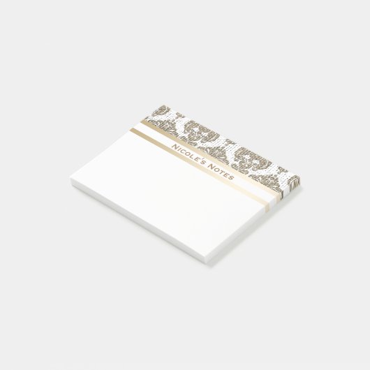 Rustikaler Glamour Burlap Royal Damask Moderne Mod Post-it Klebezettel (angewinkelt)