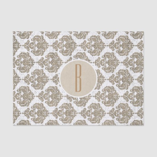 Rustikaler Glamour Burlap Royal Damask Moderne Mod Seidenpapier (Vorderseite)