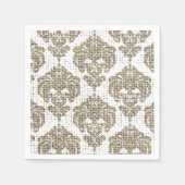 Rustikaler Glamour Burlap Royal Damask Moderne Mod Serviette (Vorderseite)