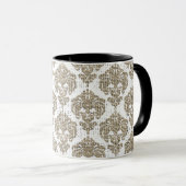 Rustikaler Glamour Burlap Royal Damask Moderne Mod Tasse (VorderseiteRechts)