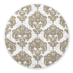 Rustikaler Glamour Jute Royal Damast Chic Modern Keramikknauf