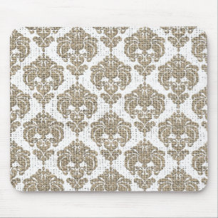 Rustikaler Glamour Jute Royal Damast Chic Modern Mousepad