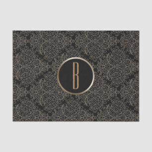 Rustikaler Glamour Jute Royal Damast Chic Monogram Seidenpapier