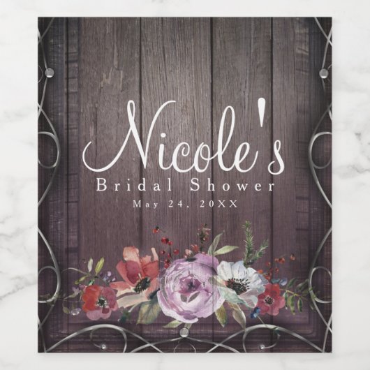 Rustikaler Glamour Stallholz Blüh & Blumenwein Weinetikett (Einzelnes Label)