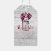 Rustikaler Glamour Wood & Burgund Mason Jar Blume Geschenkanhänger (Rückseite)