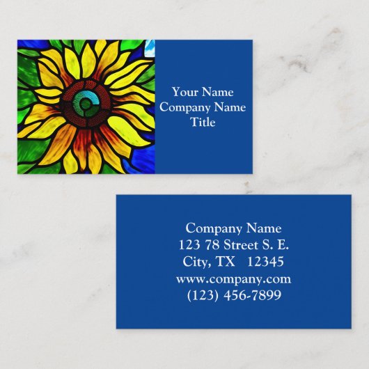 Rustikaler Glasschaum Country Sonnenblume Visitenkarte (Vorne/Hinten)