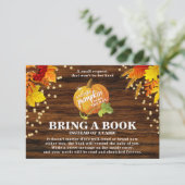 Rustikaler Glitzer Pumpkin bringen ein Buch Baby D RSVP Karte (Stehend Vorderseite)