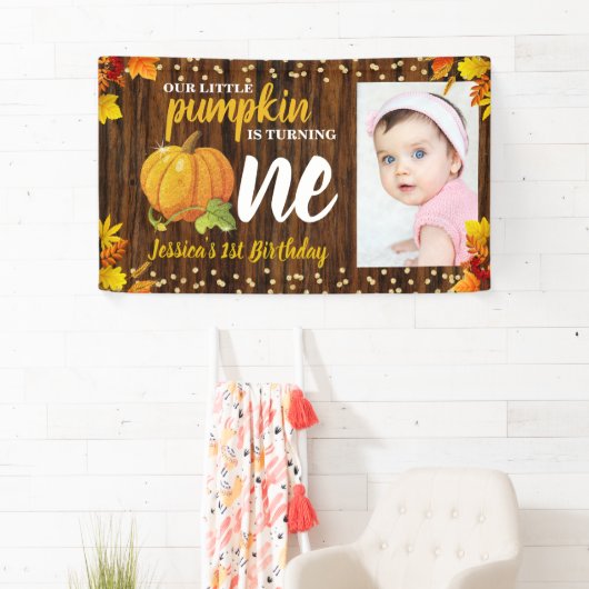Rustikaler Glitzer Pumpkin Fall Neutral 1. Geburts Banner (Insitu)