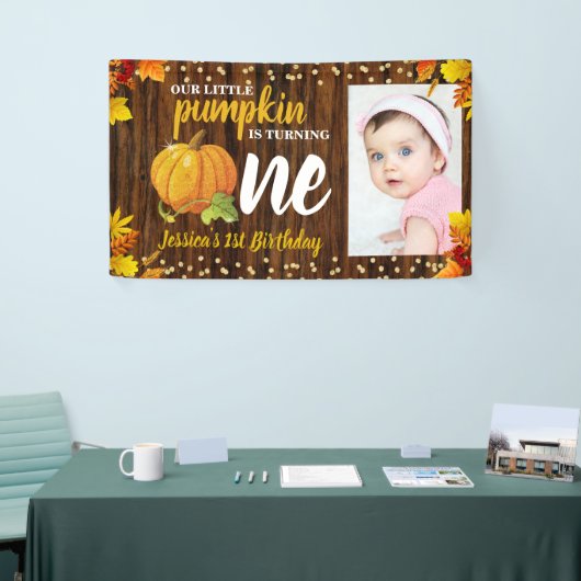 Rustikaler Glitzer Pumpkin Fall Neutral 1. Geburts Banner (Messeveranstaltung)