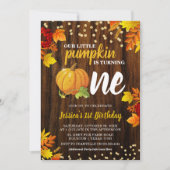 Rustikaler Glitzer Pumpkin Fall Neutral 1. Geburts Einladung (Vorderseite)