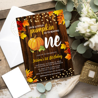 Rustikaler Glitzer Pumpkin Fall Neutral 1. Geburts Einladung