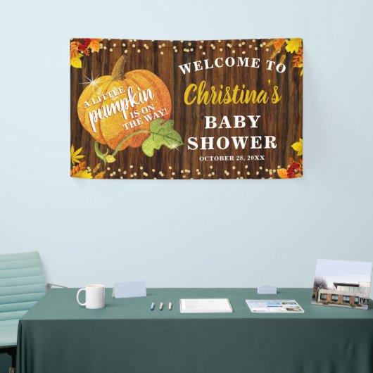 Rustikaler Glitzer Pumpkin Fall Neutral Baby Dusch Banner (Messeveranstaltung)