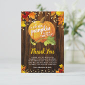 Rustikaler Glitzer Pumpkin Fall Neutral Baby Dusch Dankeskarte (Stehend Vorderseite)