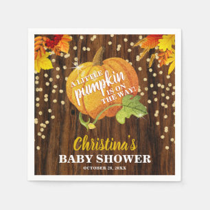 Rustikaler Glitzer Pumpkin Fall Neutral Baby Dusch Serviette