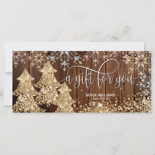 Rustikaler Glitzer Weihnachtsbaum Schneeflocken (Vorderseite)