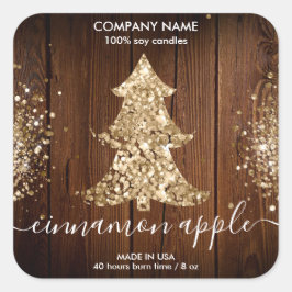 Rustikaler Glitzer Weihnachtsbaumverkleidung Quadratischer Aufkleber