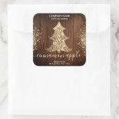 Rustikaler Glitzer Weihnachtsbaumverkleidung Quadratischer Aufkleber (Tasche)
