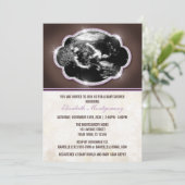 Rustikaler Glitzerlila Sonogram-Baby-Dusche Einladung (Stehend Vorderseite)