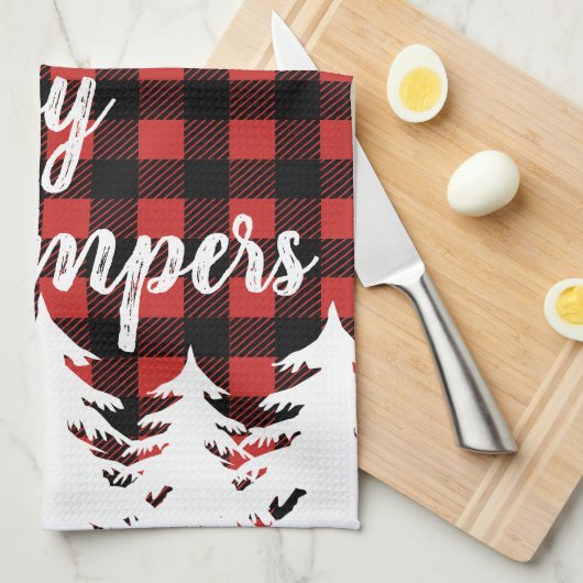 Rustikaler glückliche Lagerbewohner-Büffel-Karo Geschirrtuch (Viertel Falte)