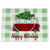 Rustikaler glücklicher Camper Weihnachten Große Geschenktüte (Vorderseite)