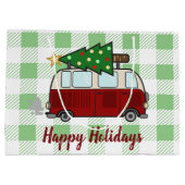 Rustikaler glücklicher Camper Weihnachten Große Geschenktüte (Rückseite)