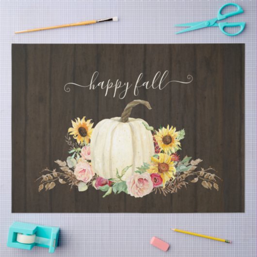 Rustikaler glücklicher Fall Sonnenblumenblume Weiß Seidenpapier (Basteln)