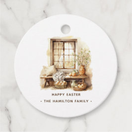 Rustikaler glücklicher Ostern Personalisierter Fam Geschenkanhänger