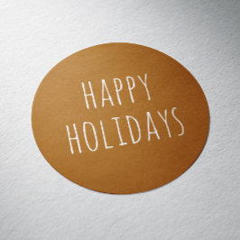 Rustikaler glücklicher Urlaub | Mustard Brown Chri Runder Aufkleber