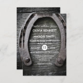 Rustikaler Glücksbringer-Hufeisenhochzeits-Karte Einladung (Vorne/Hinten)