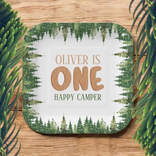 Rustikaler Glückscamper Erster Geburtstag Grünwald Pappteller