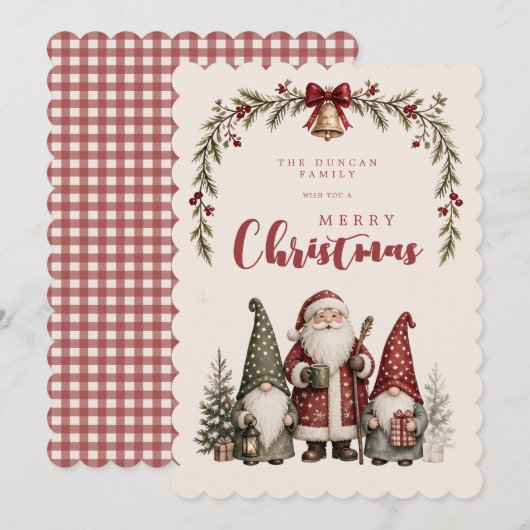 Rustikaler Gnom Weihnachtsmann Festlich Geschweift Feiertagskarte (Vorne/Hinten)