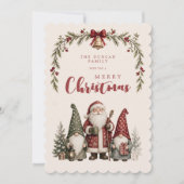 Rustikaler Gnom Weihnachtsmann Festlich Geschweift Feiertagskarte (Vorderseite)