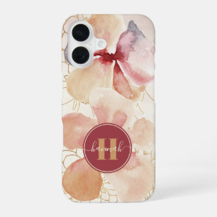 Rustikaler Gold-Blush-Wasserfarben-Blumenstrauß iPhone 16 Hülle