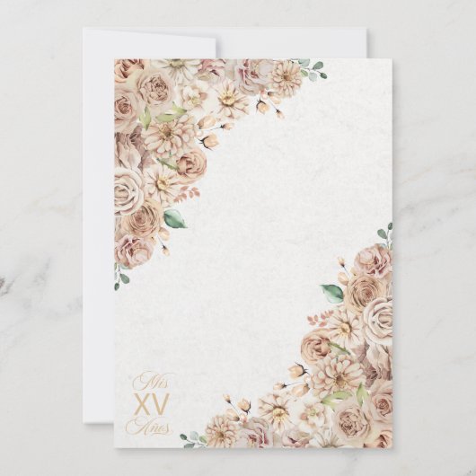 Rustikaler Gold Chamagne Western Quinceanera Einladung (Rückseite)