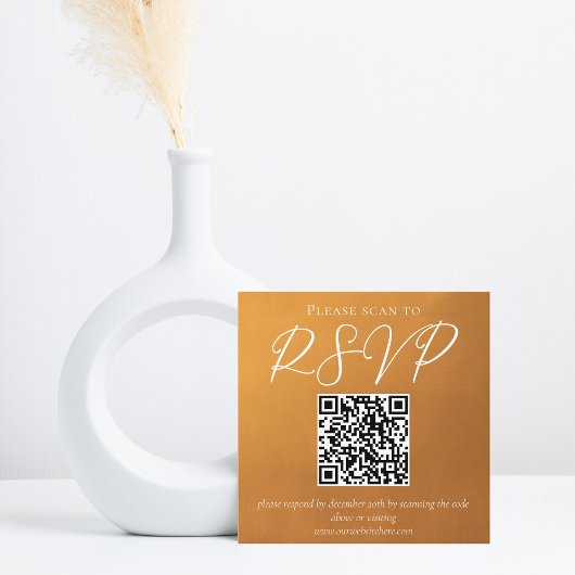 Rustikaler Gold Earth Tone Hochzeit im Herbst QR C Begleitkarte