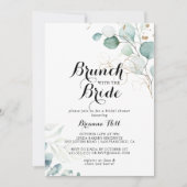 Rustikaler Gold Floral Brunch mit Brautdusche Einladung (Vorderseite)