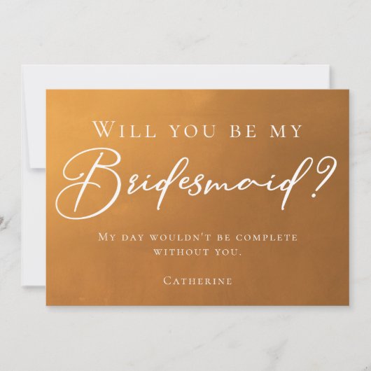 Rustikaler Goldener Herbst wird meine Brautjungfra Einladung (Vorderseite)