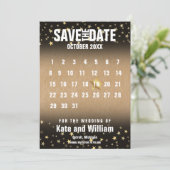Rustikaler goldener Sternenkalender Save the Date Einladung (Stehend Vorderseite)