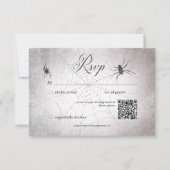 Rustikaler Gothic Black & Burgund Halloween QR Cod RSVP Karte (Vorderseite)