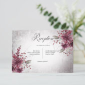 Rustikaler gotischer Empfang Black & Burgund Hallo Begleitkarte (Stehend Vorderseite)