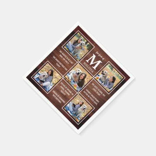 Rustikaler Graduate Fun Fakten Einzigartiges Fotom Serviette (Ecke)