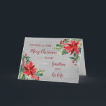Rustikaler Grandson und seine Ehefrau Frohe Weihna Karte<br><div class="desc">Frohe Weihnachten für Enkel und seine Ehefrau-Karte mit Aquarell-Poinsettias und Vintagen Holzmuster und nachdenklichen Vers.</div>